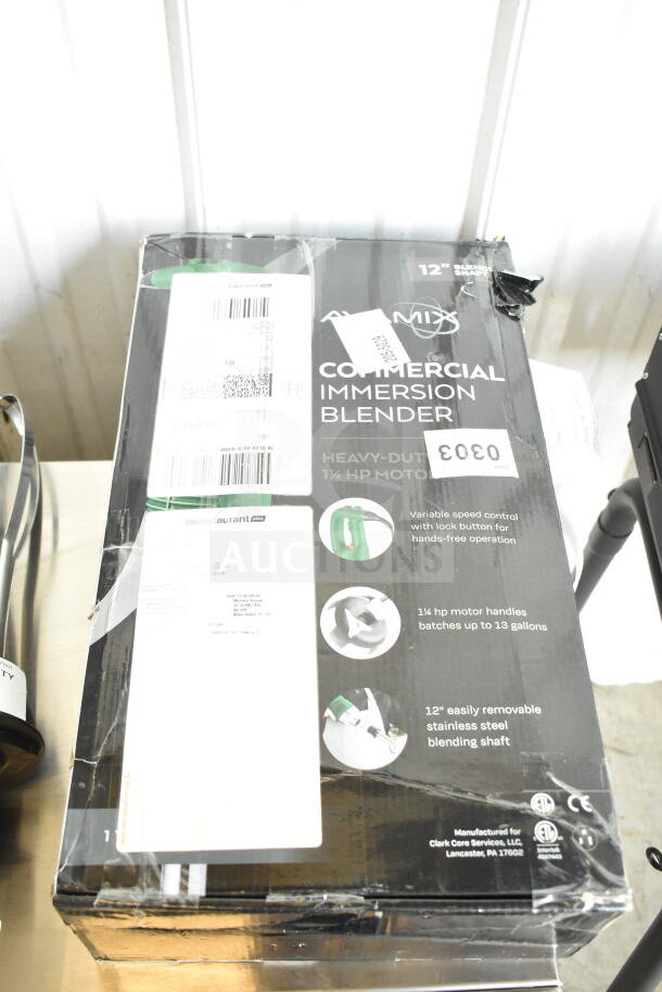 BRAND NEW AvaMix 928IBHD12 12" Heavy-Duty Variable Speed Immersion Blender, 1 1/4 hp, in original packaging.