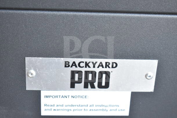 BRAND NEW Scratch and Dent Backyard Pro BPSQ-212 Double Burner Outdoor Stove, 110,000 BTU, metal label visible.