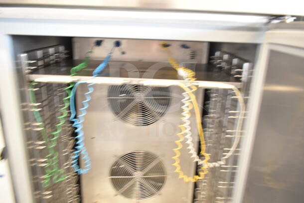 2021 Desmon GBF-15+ETL stainless steel commercial blast chiller with 4 probes, 220V, 3-phase, interior view showing fans.