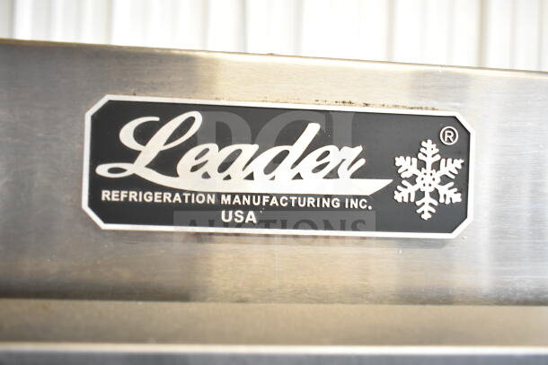 Leader FR30 S/C commercial single door cooler, 115V, 1 phase. Features Leader logo and refrigeration details on label.