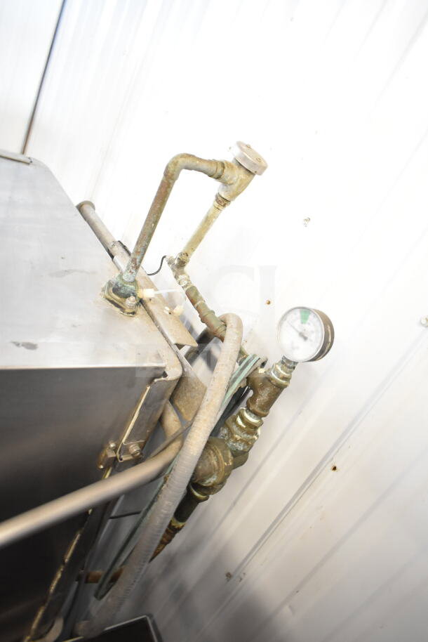 Hobart AM15 commercial corner pass-through dishwasher, 208-240 volts, 3 phase; visible piping, used condition.
