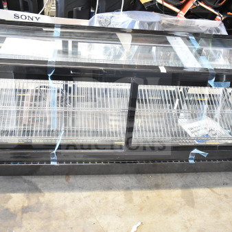 Avantco 360BCSS60HCB 60" black self-serve refrigerated bakery display case, features LED lighting; see picture for broken glass.
