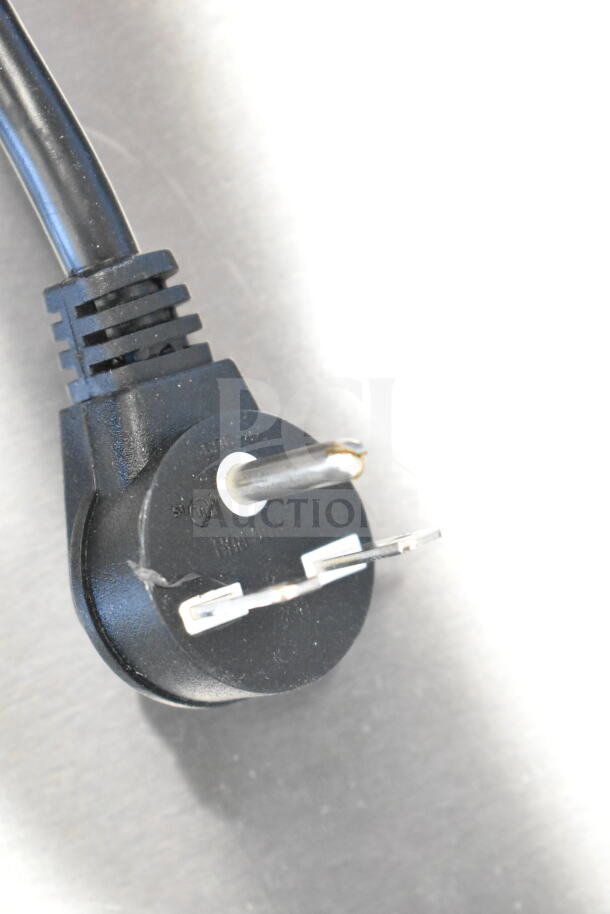 Black power plug for Avantco 177RCSB90 rice cooker, showing three-prong design, suitable for 240 volts, 1 phase power.
