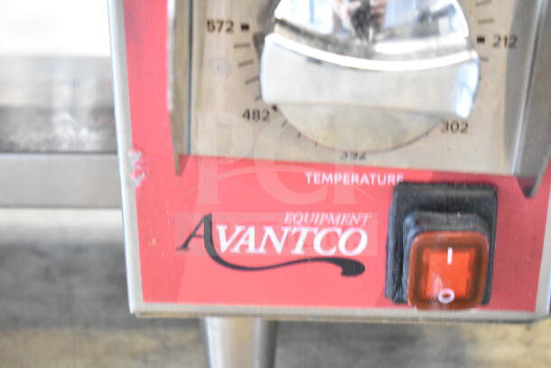 Avantco 177CPBTB66A commercial bun toaster with temperature dial and power switch, 120V, 1 Phase, visibly used.