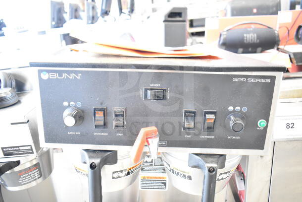 2026 Bunn DUAL 20900.0011 commercial coffee brewer, dual spouts, black control panel, visible toggle switches.
