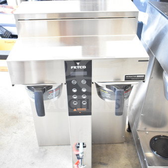 Fetco CBS-1242 Commercial Plus Twin Coffee Brewer, 208-240V, 1 Phase, digital controls, stainless steel, pristine condition.