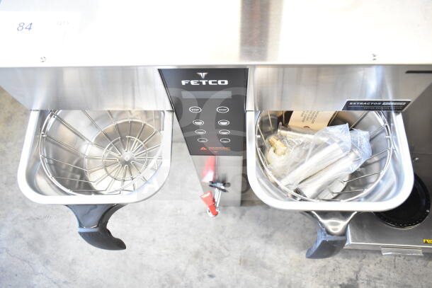 Fetco CBS-1242 Twin Automatic Digital Coffee Brewer, stainless steel, 208-240V, 1 Phase, with dual brew baskets, new.