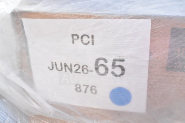 Clear wrap package labeled "PCI JUN26-65, 876." Contains 28 scratch and dent items, including barrel sack, cups, and plates.