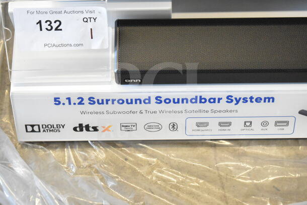 5.1.2 Surround Soundbar System with wireless subwoofer and satellite speakers, supports Dolby Atmos and DTS:X.