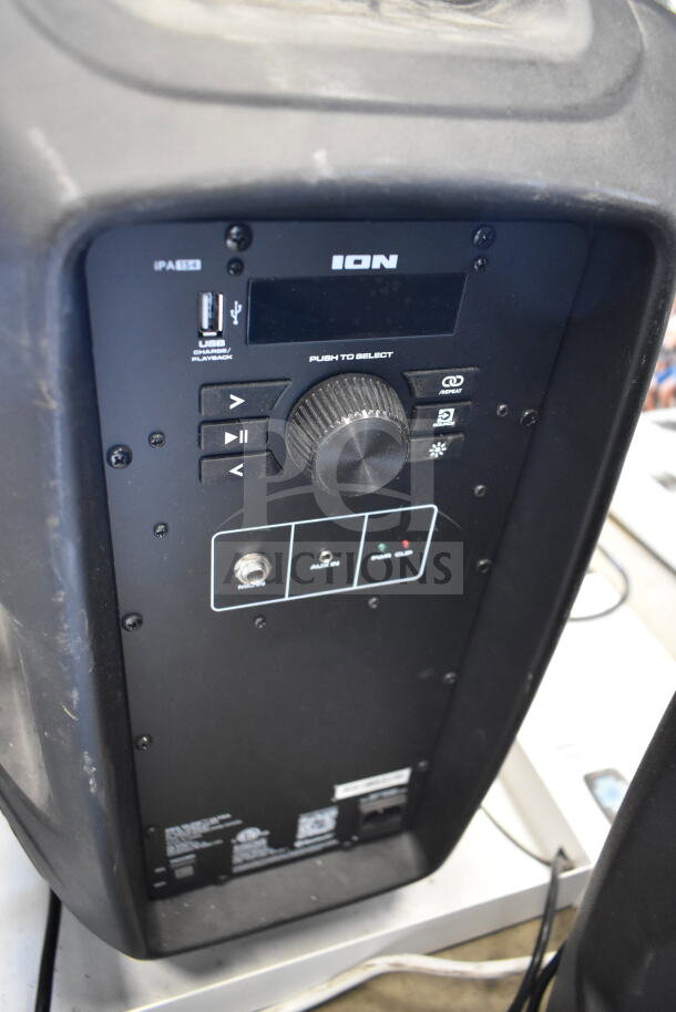 Ion Pro Glow Ultra speaker, black with control panel including USB, aux input, volume knob. Store display model.