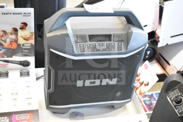 Ion Party Boom Plus speaker, Bluetooth connectivity, robust black design, control panel visible, store display condition.