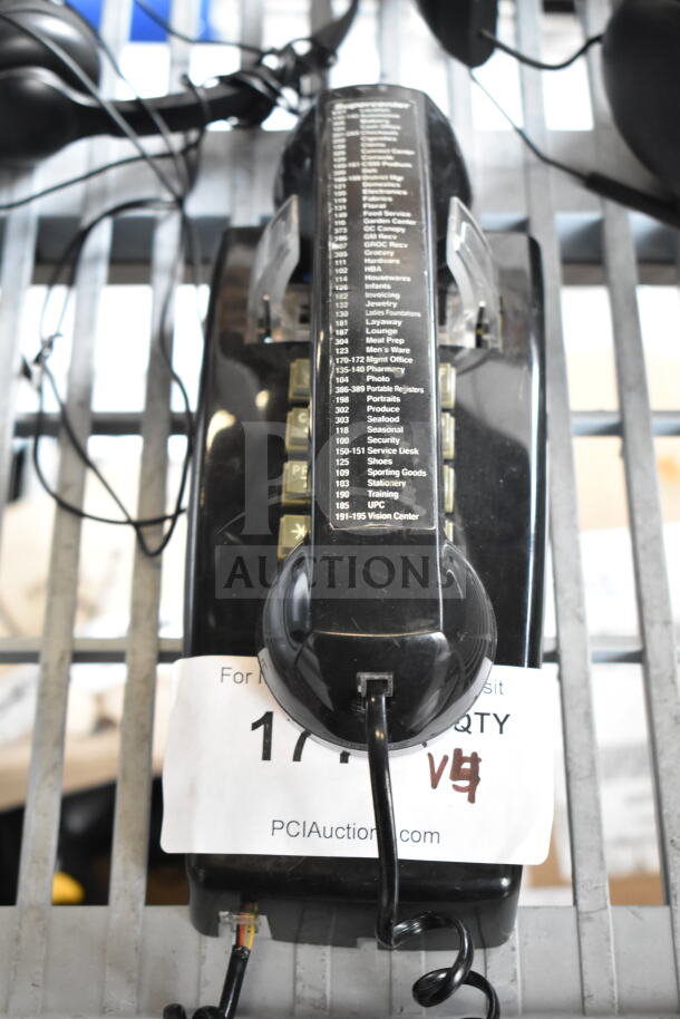Four items including three headphones and a telephone with a list of functions. Marked with "4x Your Bid" on label.