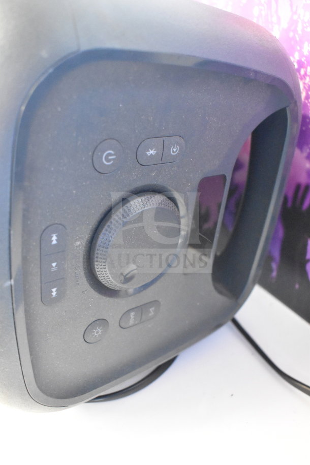 Onn Medium Party Speaker control panel, showing power, volume, and function buttons. Ideal for enhancing party audio.