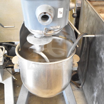 Hobart D300T 30 Quart Mixer with bowl and dough hook, 200V, 3 phase, commercial grade, visible wear, labeled "130".