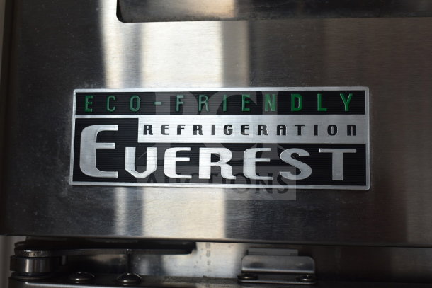 Everest ESR2 Commercial 2 Door Reach In Cooler, eco-friendly label, stainless steel, on casters, 115V, 1 Phase.
