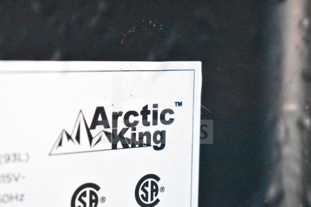 Arctic King ARV115B1AST 115-can beverage cooler label, CSA certified, 115 volts, 1 phase, black exterior.