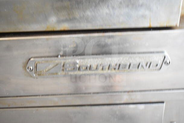 Southbend Marathoner Gold commercial convection oven, gas powered, view-through door, thermostatic controls, on casters.