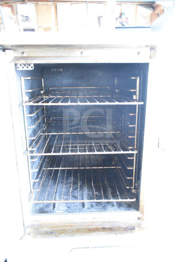 Southbend Marathoner Gold Convection Oven, gas-powered, half size, view-through door, thermostatic controls, on casters.