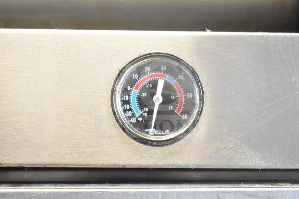 True T-49 Commercial Cooler, gauge detail shown. Model T-49, 115V, 1 phase, robust stainless steel construction.