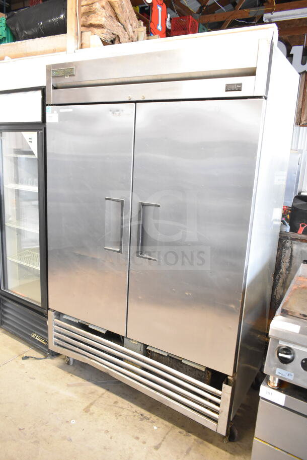 2017 True T-49 commercial 2-door reach-in cooler, stainless steel, 115 volts, 1 phase, model T-49, good condition.