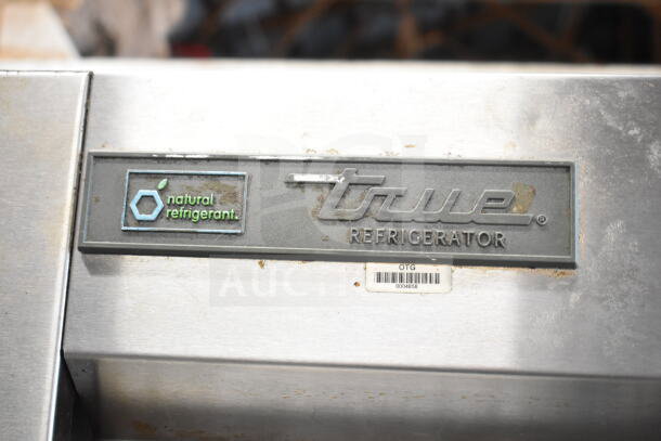 2017 True T-49 Commercial 2 Door Reach In Cooler with natural refrigerant label, 115 volts, 1 phase, model T-49.
