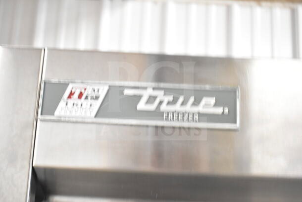 2016 True T-49F Commercial 2 Door Reach-In Freezer, 115 Volts, 1 Phase. Visible labeling indicates make and model.