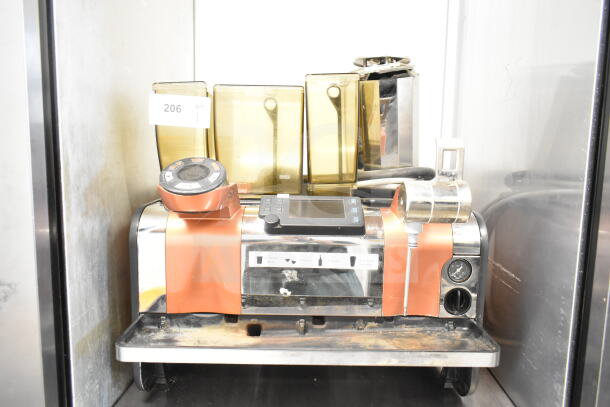 Thermoplan Mastrena stainless steel commercial espresso machine with LCD, hoppers, steam wand. 208V, 1 phase. Used condition.