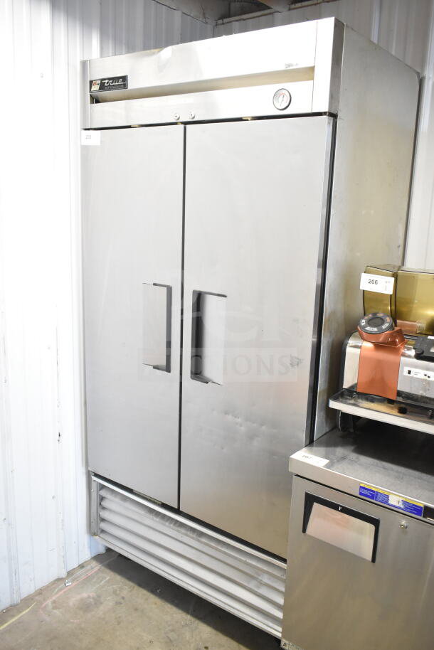 True T-49 Commercial 2 Door Reach In Cooler, stainless steel, 115 volts, 1 phase, used condition, model T-35.
