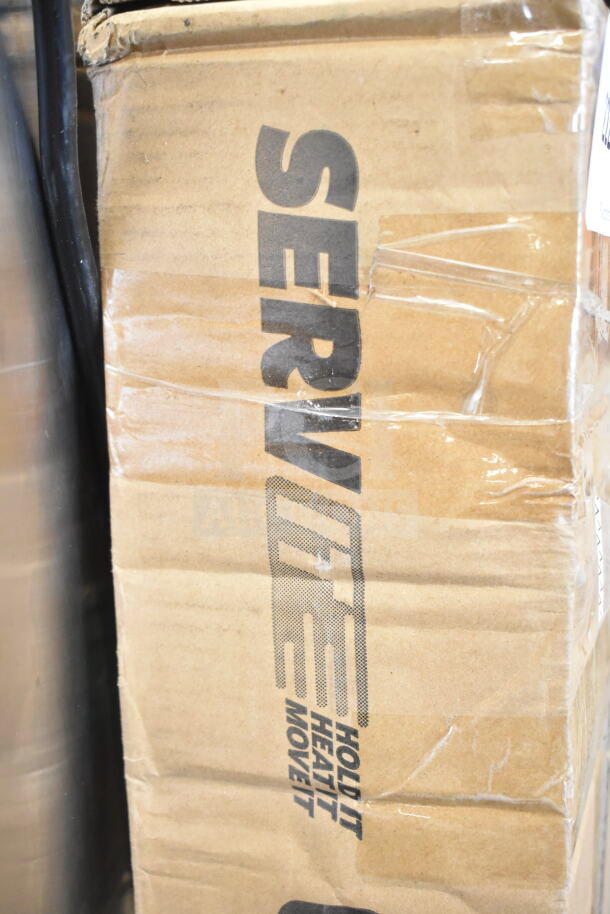 Brand new ServIt 423SW54THA 54" strip warmer in box; scratch and dent condition. 120V, 1 phase. Single toggle control.