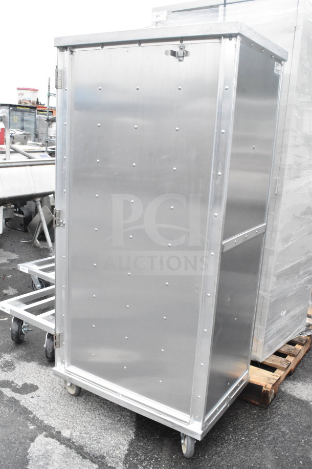 CresCor 101141820 Aluminum Meal Delivery Cart, 20 trays, brand new with scratches and dents, sturdy, on wheels for mobility.