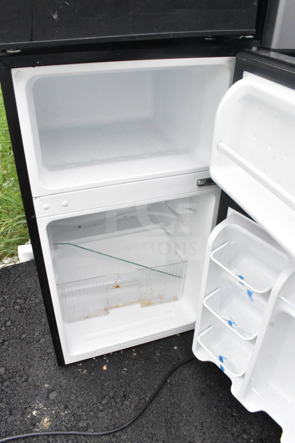 Four mini coolers, brands Hisense, Arctic King, Haier, 115 volts, 1 phase; open doors showing interior.