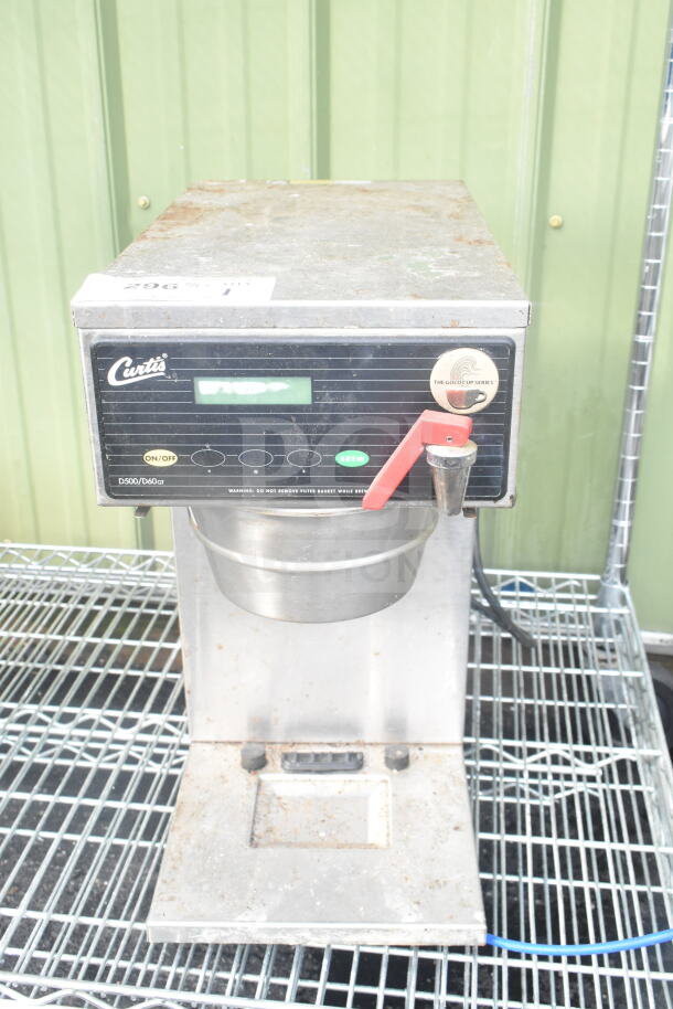 Curtis D60GT12A000 countertop coffee machine with hot water dispenser, visible wear, 115 volts, 1 phase.