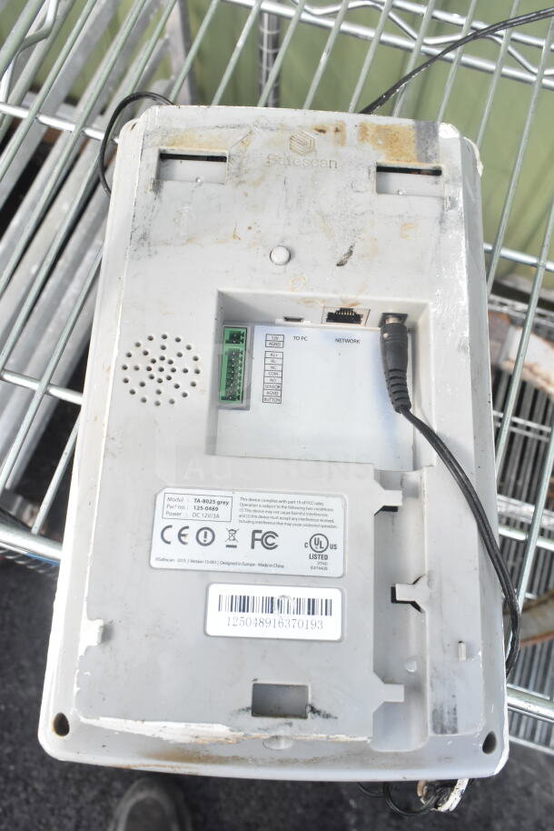 Safescan TA-8025 Fingerprint Clock In System, worn condition, network and PC ports, model TA-8025, part no. 125-0849.
