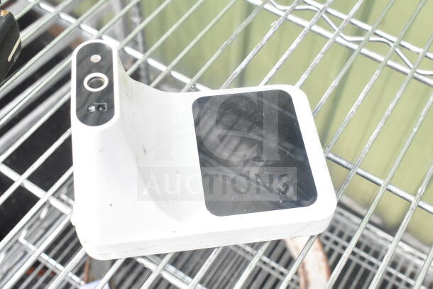 Safescan TA-8025 Fingerprint Clock In System, white, slight wear, features fingerprint scanner and digital display.