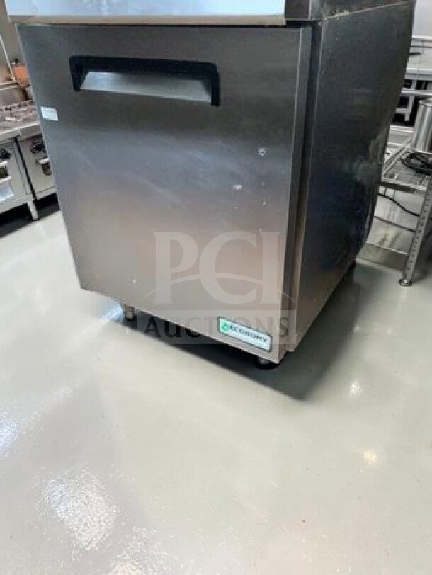 Pristine Economy EUR27A 27" undercounter refrigerator, stainless steel, R290, 115V, fully tested, Hoshizaki branding visible.