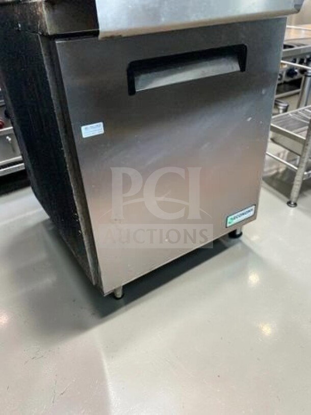 Pristine Economy EUR27A 27" undercounter refrigerator in stainless steel. Hoshizaki model, R290, 115V, fully tested.