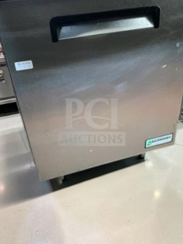 Pristine Economy EUR27A 27" undercounter refrigerator, stainless steel, R290 refrigerant, 115V, like new with visible branding.