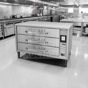 Hatco HDW-1.5R2 warming cabinet, stainless steel, three split drawers, 28" freestanding, excellent condition, NSF & UL listed.