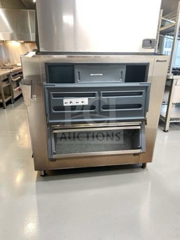 Follett Sentry Series Ice Storage Bin with pull-out dispenser and Manitowoc machine head; tested, 1500 lb/day capacity.
