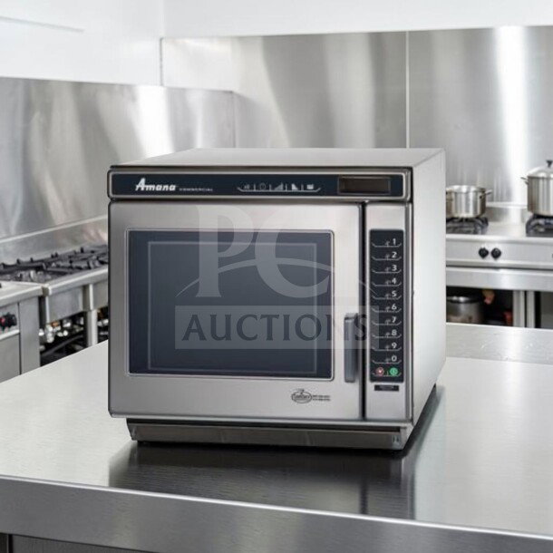 Amana RC17S2 commercial stainless steel microwave oven, 1700W, ETL listed, top-tier condition, durable design, fully tested.