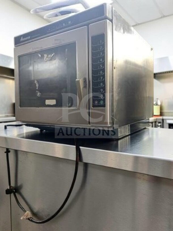 Amana RC17S2 commercial microwave oven, stainless steel, 1700W, 208/240V, in top-tier condition, ETL listed.