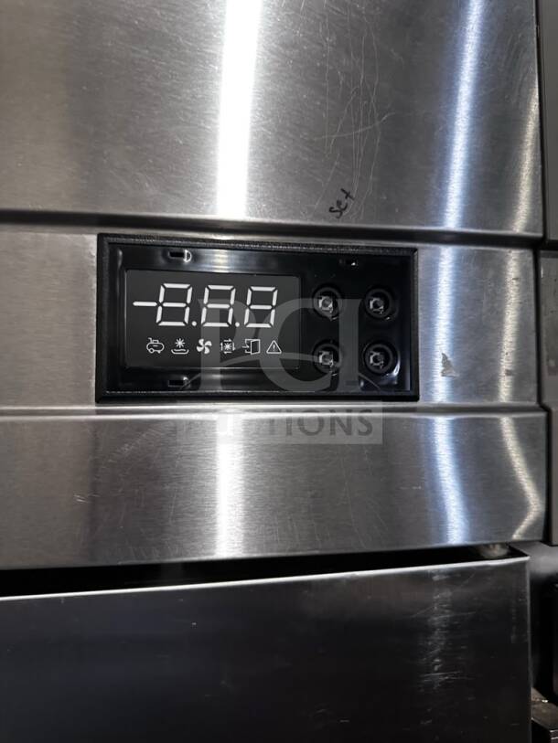 Turbo Air EF24-1-N-V reach-in freezer, control panel close-up, stainless steel, excellent condition, fully operational.