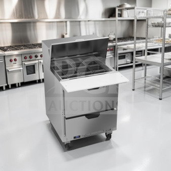 Beverage-Air SPED27HC-12M-B 27" Mega Top Refrigerated Prep Unit, immaculate, 6.8 Cu. Ft., NSF & UL listed, 115V.