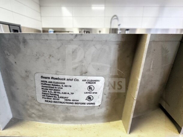 Reliable Kenmore HEPA Whisper Flow Air Cleaner, model 437.83251. UL listed, 120V. Visible label. Fully tested.