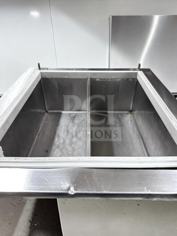 Silver King SKFDI23-ELUS1 drop-in ice cream dipping freezer, 2-section, stainless steel, excellent condition, ETL listed.