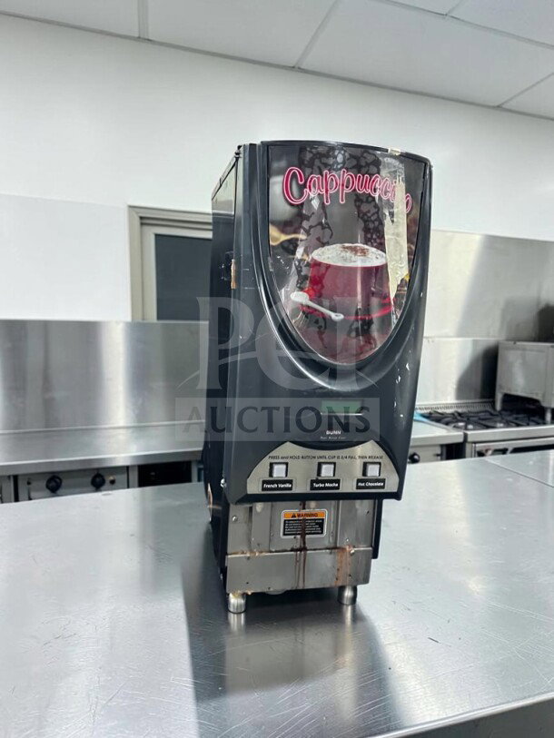 Bunn iMIX-3S+ 38600.0300, 3-hopper cappuccino dispenser. Good condition. NSF & ETL listed. 120V, tested operational.
