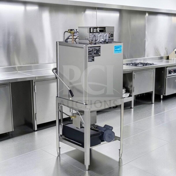 CMA EST-AH2 Energy Mizer® dishwasher in exceptional condition, commercial low-temp door-type, tested, 115V, 40 racks/hour.