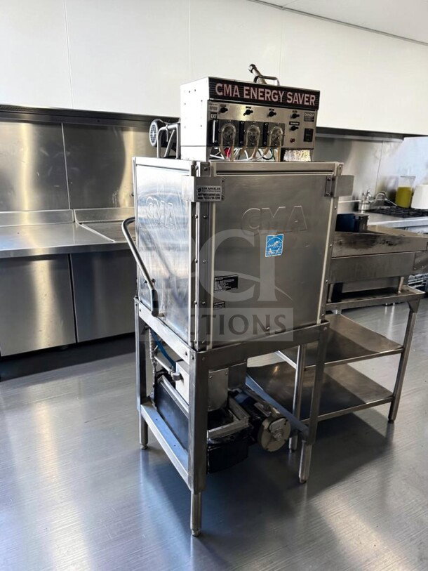 CMA Dishmachines EST-AH2 Energy Mizer® door-type dishwasher in exceptional condition, 40 racks/hour, 115V, fully tested.