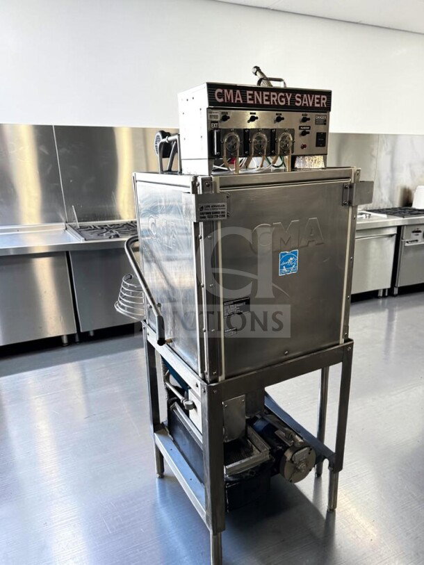 CMA EST-AH2 Energy Mizer dishwasher, exceptional condition, stainless steel, low-temperature, 40 racks/hour, 115V.