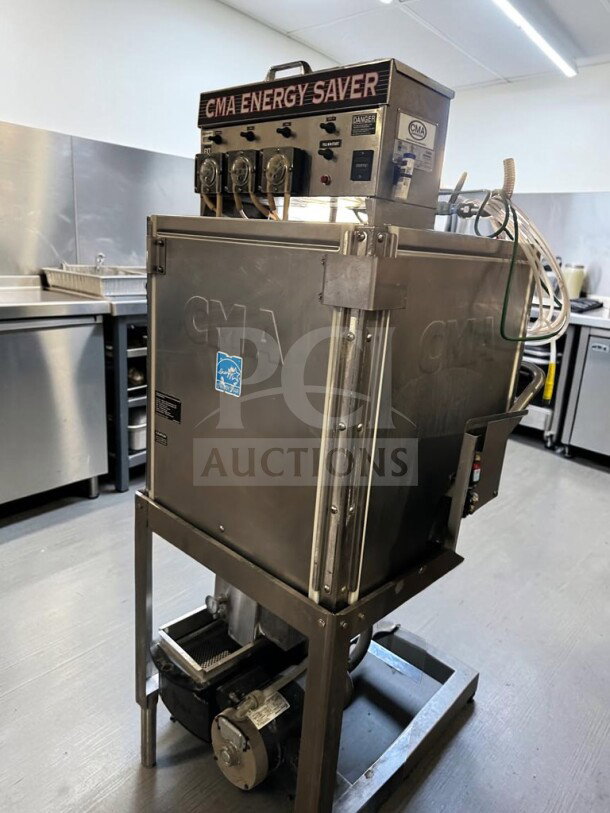 CMA Dishmachines EST-AH2 Energy Mizer, stainless steel, low-temperature, door-type dishwasher, 40 racks/hour, excellent condition.
